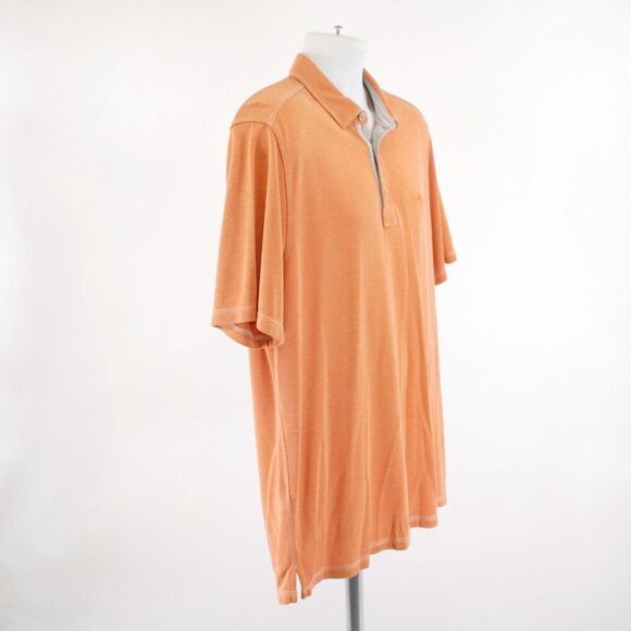 Tommy Bahama Large Orange Polo Shirt‎ Tencel Polyester Short Sleeve - Picture 8 of 13